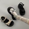 Bow Women's Sandals 2025 New Spring Super Fire Outer Wear Thick Sole Not Tired Feet Beautiful with Skirt Beach Shoes