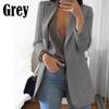 Plus Size S-5XL Long Sleeve Open Front Solid Color V-neck Loose Leisure Tops Blazers Women's Casual Oversized Long Blazer Cardigan Jackets Coat