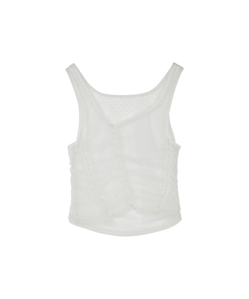 LMR Two-Way Lace Shirred Layered Short Sleeve T-Shirt Sky Blue / White