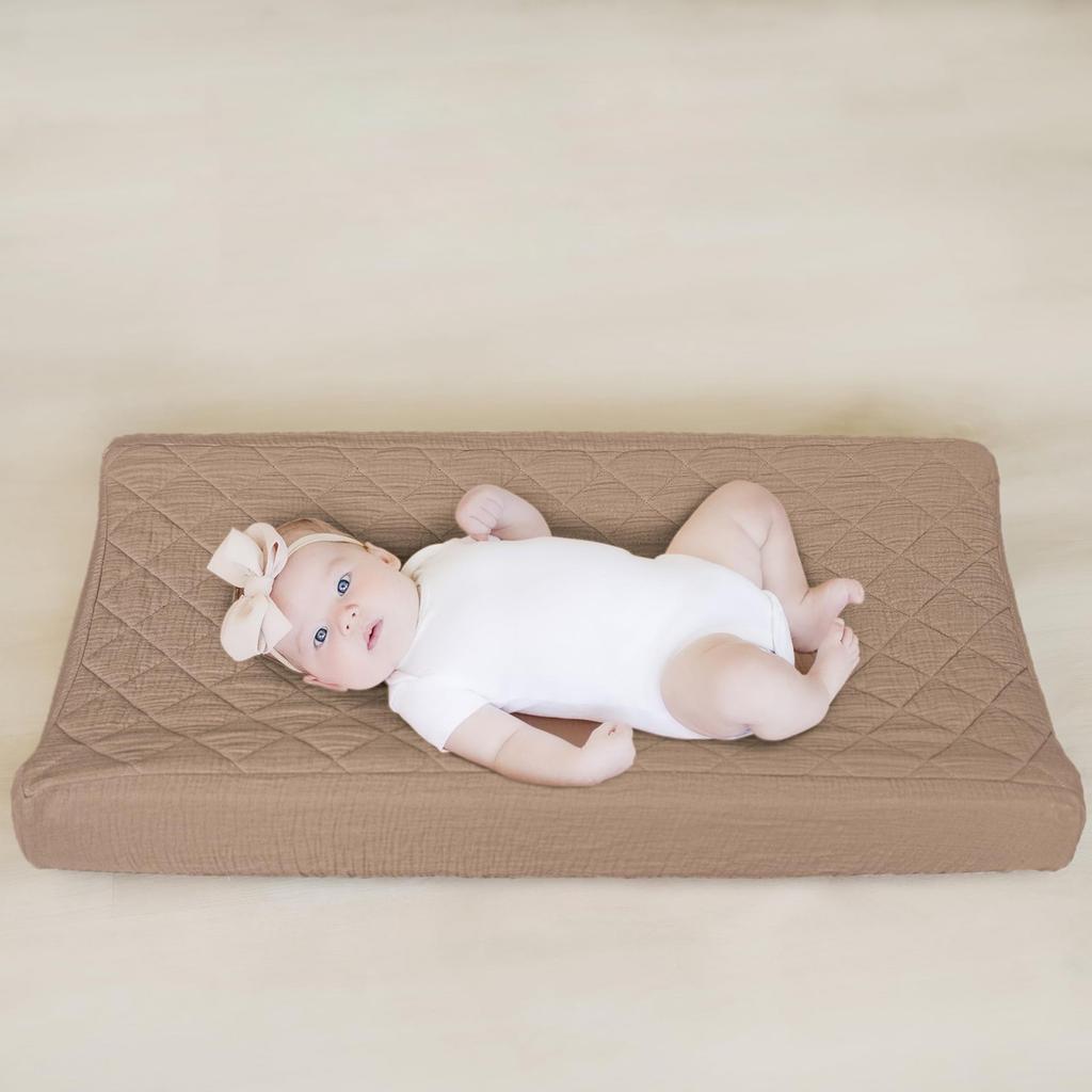 Стеганый хлопковый чехол для пеленального столика, набор из 2 или 1 шт., мягкий тканевый чехол-наволочка для подкладки для пеленания для новорожденных и младенцев