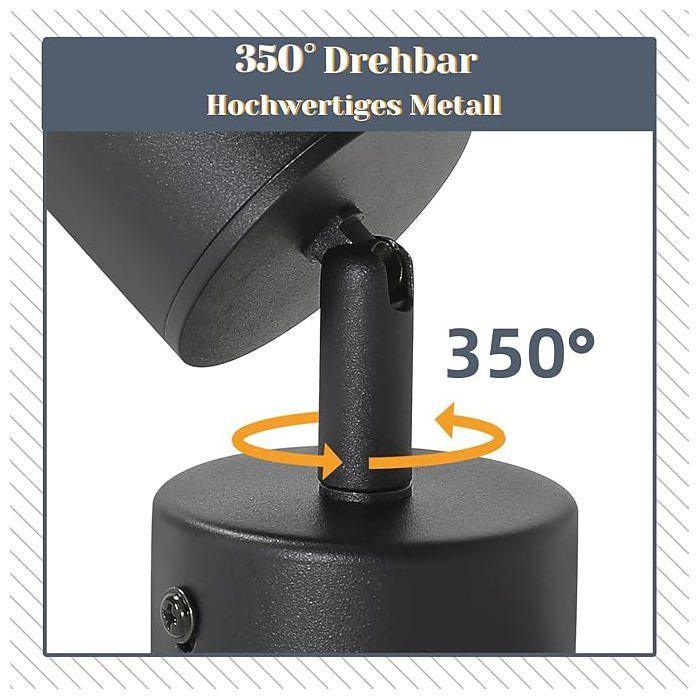 Spot d'intérieur - NETTLIFE - Spot GU10 - Noir - Orientable 350° - Métal