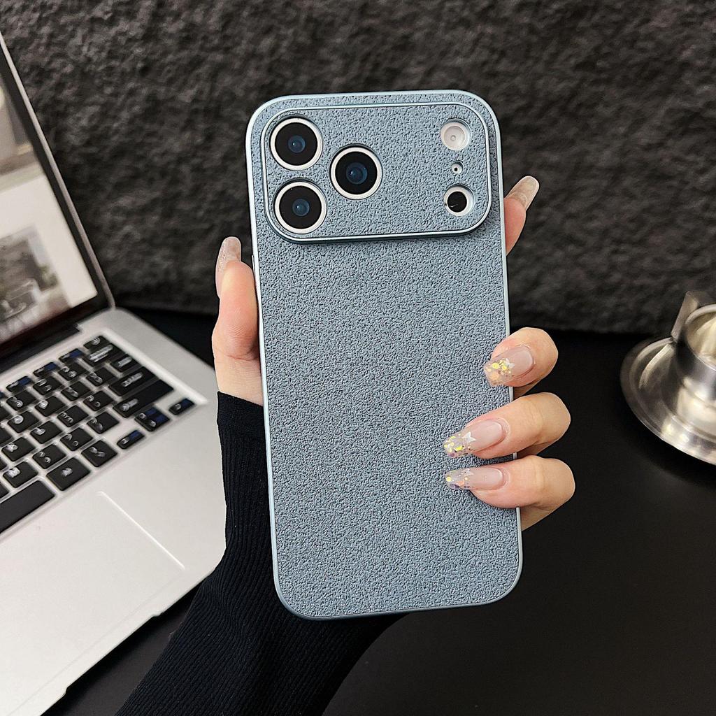 Lychee Pattern Large Window Phone Case for Apple 16PRO/16/17PROMAX with Precise Holes, Trendy Acrylic Design