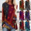 Tooxika New Round Neck Printed Loose Top Long Sleeve Multi-color Casual Bottoming Shirt