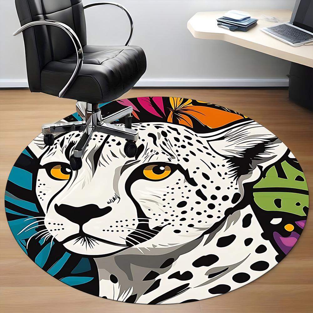 1pc Cheetah Safari Office Round Area Rug, Under Office Chairs Bedroom Living Room Home Decor, Room Deco, Available in Various Sizes