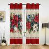 Christmas Ball Poinsettia Print Curtains for Bedroom Living Room Drapes Kitchen Study Room Window Curtain Home Decoration