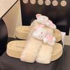 Cute Cartoon Girl Heart Polka Dot Hello Kitty Cotton Slippers Women's 2025 Autumn and Winter New Home Warm Fluffy Slippers