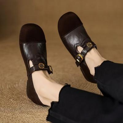 Модные женские туфли-лодочки из натуральной замши, контрастная строчка, замшевый мысок, золотистая пряжка, ремешок на щиколотке, низкий каблук, горячая распродажа 2025