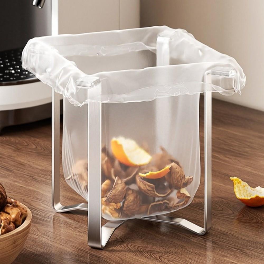 Stainless Steel Trash Bag Stand Foldable Garbage Bag Rack Garbage Bag Holder Kitchen Countertop
