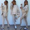 Новый повседневный костюм с длинным рукавом и круглым вырезом, кардиган с капюшоном, женские повседневные узкие брюки, свободная толстовка с капюшоном, женский костюм из двух частей