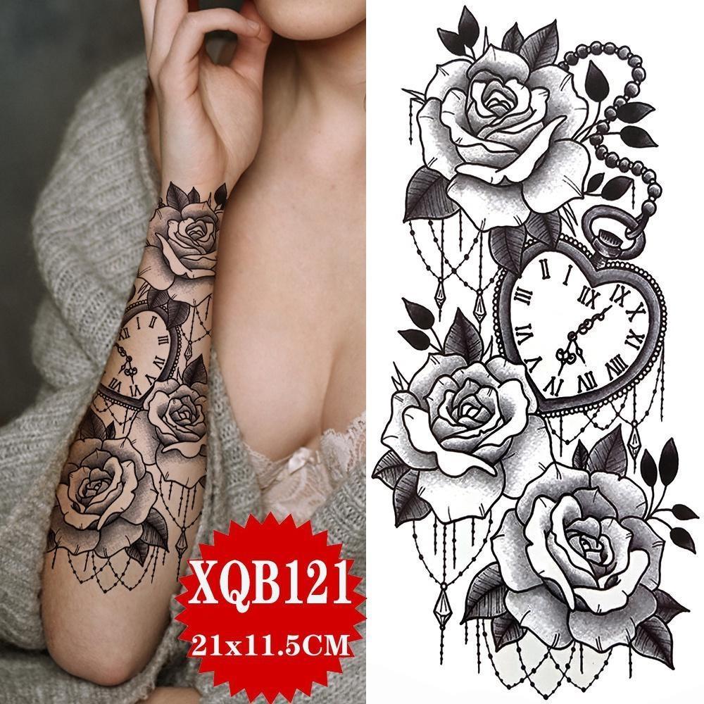 1PCS Sexy Flower Waterproof Temporary Tattoo Sticker Chest Rose Glitter Tattoo Body Art Arm Fake Flower Tattoo Woman