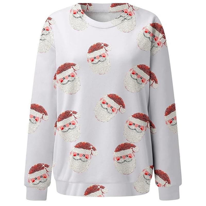 Рождественская женская толстовка с капюшоном с круглым вырезом и длинными рукавами для женщин Пуловеры и свитера с длинными рукавами (Женский)