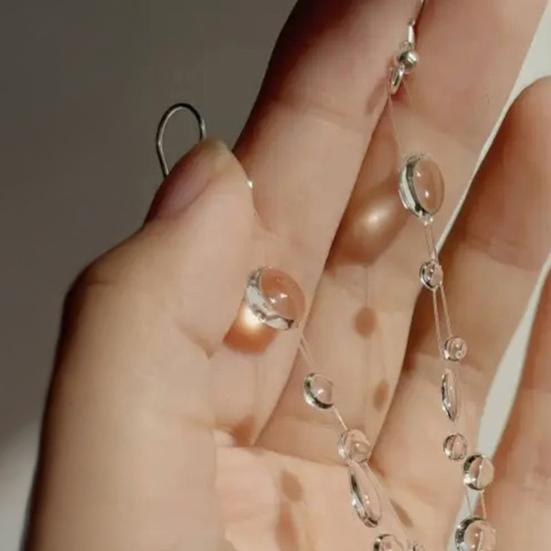 Прозрачные ювелирные изделия в виде капли воды, ожерелье из искусственного хрусталя и круглой бусины, серьги-кисточки, браслет из бисера в виде капли для свадебной вечеринки