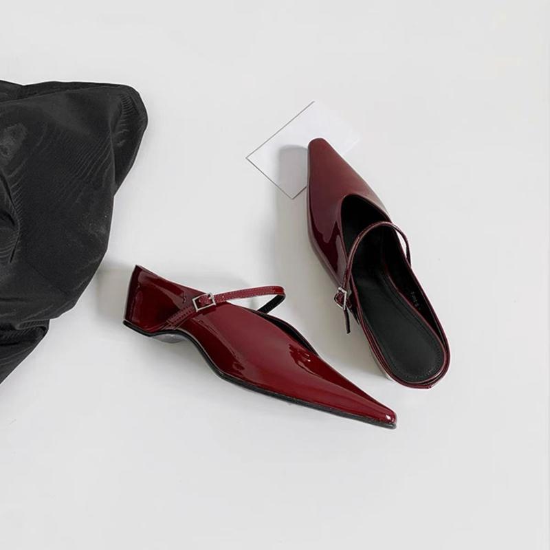 Модные Элегантные Женские Шлепанцы с Острым Носком Модные Туфли Мюли Босоножки на Каблуке 2025 Дизайнерские Слайды Летние Новые Роскошные Шлепанцы Mujer