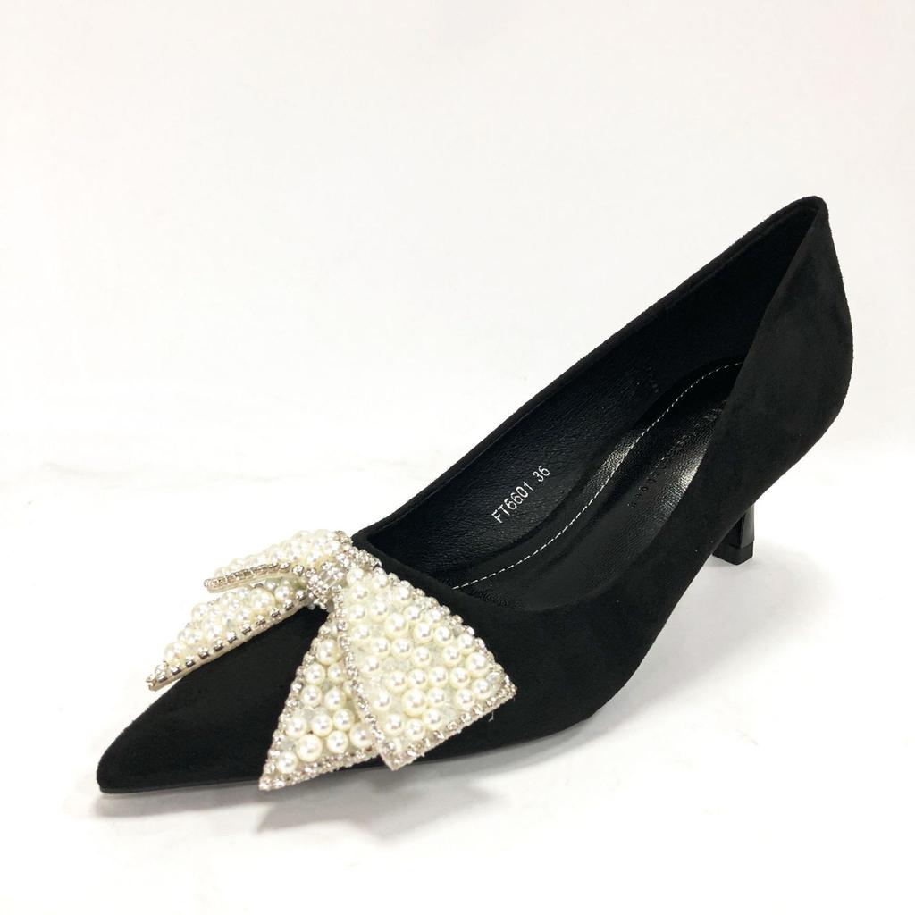 Черные туфли-лодочки на высоком каблуке, женские новые, с острым носком, на тонком каблуке, со стразами, универсальные, с бабочкой