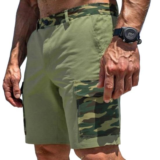 Мужские шорты карго средней посадки, на пуговице и молнии, повседневные шорты с множеством карманов, однотонные, прямые, с широкими штанинами, летние шорты