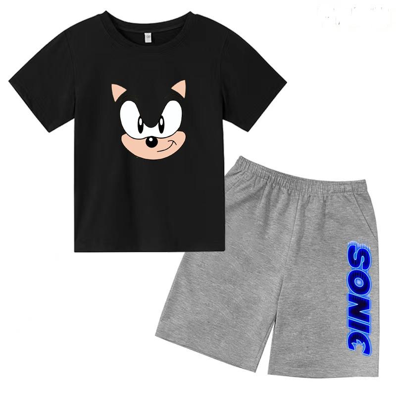 Kids Fashion T-shirt Anime Smart Justice Brave Animal Print Boys Girls Toddler Top + Shorts Casual Sport Charming Set
