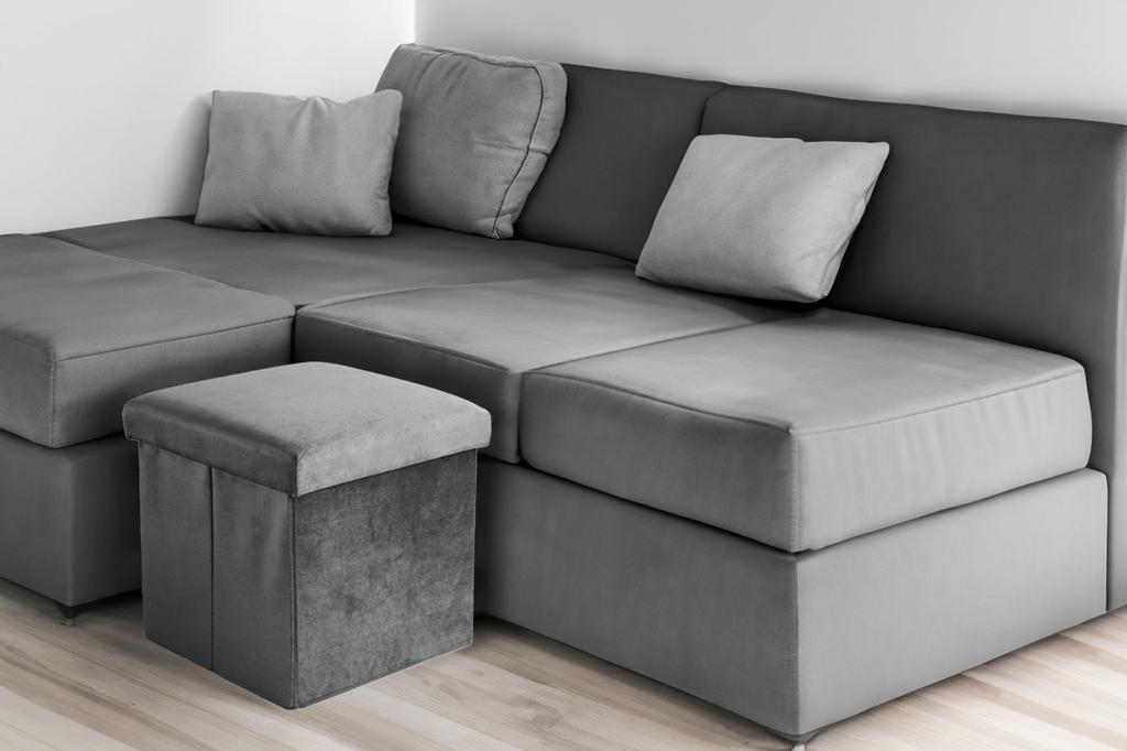 Folding velvet pouf DIEGO graphite VELVET size L