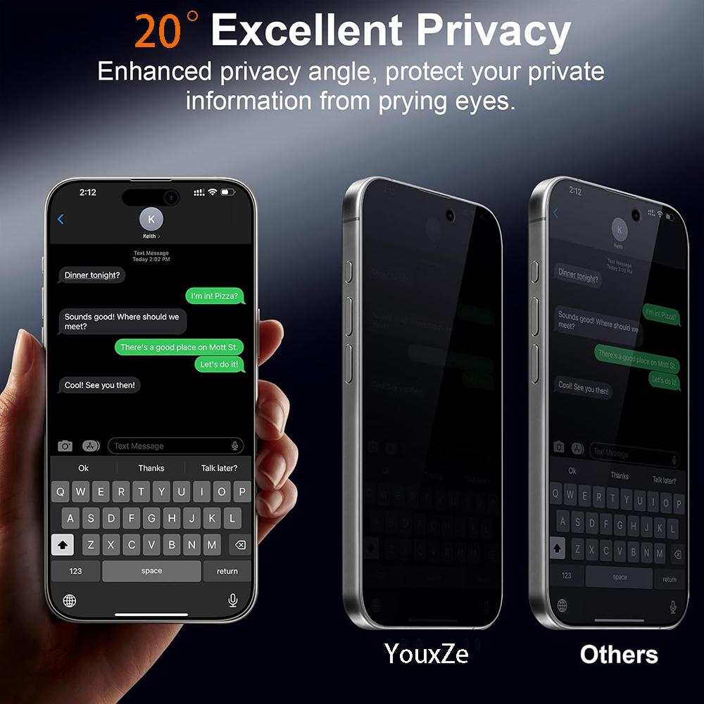 4Pcs Anti Spy Tempered Glass For iPhone 17 16 15 14 13 12 11 Pro Max XS XR Privacy Screen Protector Full Cover Case Friendly 9H 4