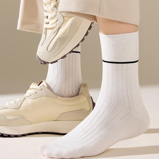 Мужские носки под костюм Хлопковые Антибактериальные В рубчик Средней длины Дышащие Защищающие от запаха Повседневные носки для бизнеса Спорта Все сезоны Повседневная носка