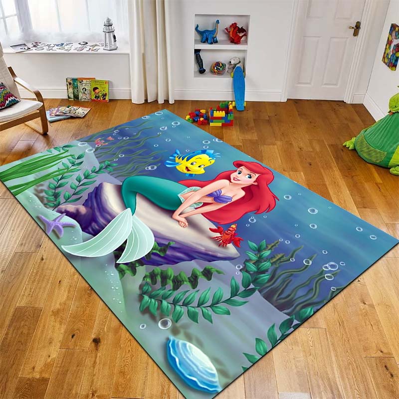 1PC Disney The Little Mermaid Print Carpet for Living Room Bedroom Kid's Room Home Decor Pink Room Decor Area Rug Non-slip Mat