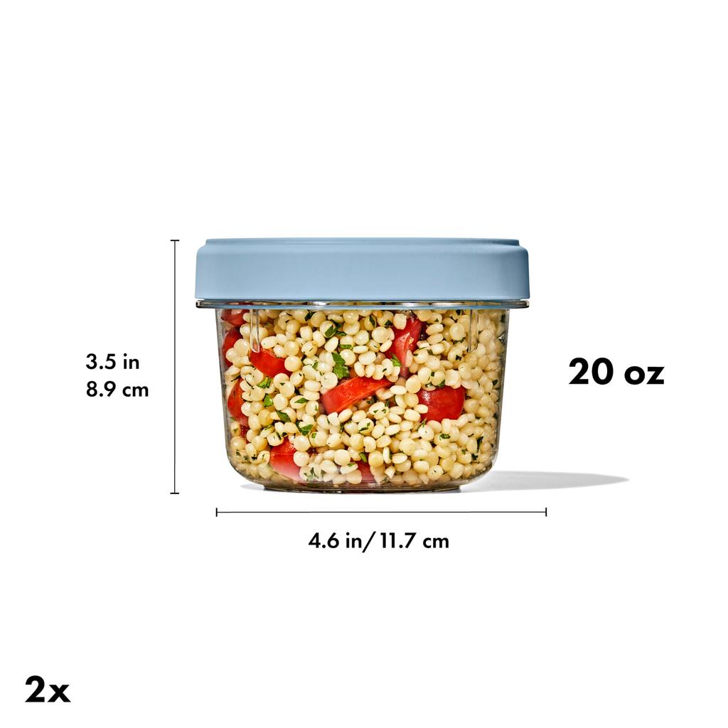 OXO Twist Stack and Freezer for Food Storage and Meal with Containers, 2-Piece Set, 592ml, Microwave, Dishwasher, Safe, Prep, Gaskets, Stackable.