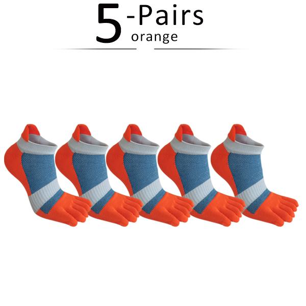 5 Pairs 5 Finger Socks Large Size Cotton Striped Mesh Bright Color Sweat-Absorbing Fitness Marathon Bike Sport Toe Plus Socks
