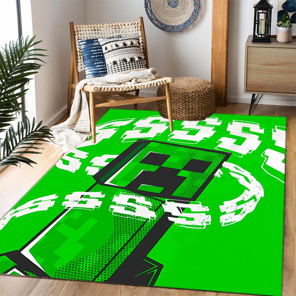 Minecraft: A Magical Journey Themed Anti-Slip Rugs - Polyester Home Decor, Suitable for Bedrooms, Living Rooms, Doorways, Studios, and Decorations