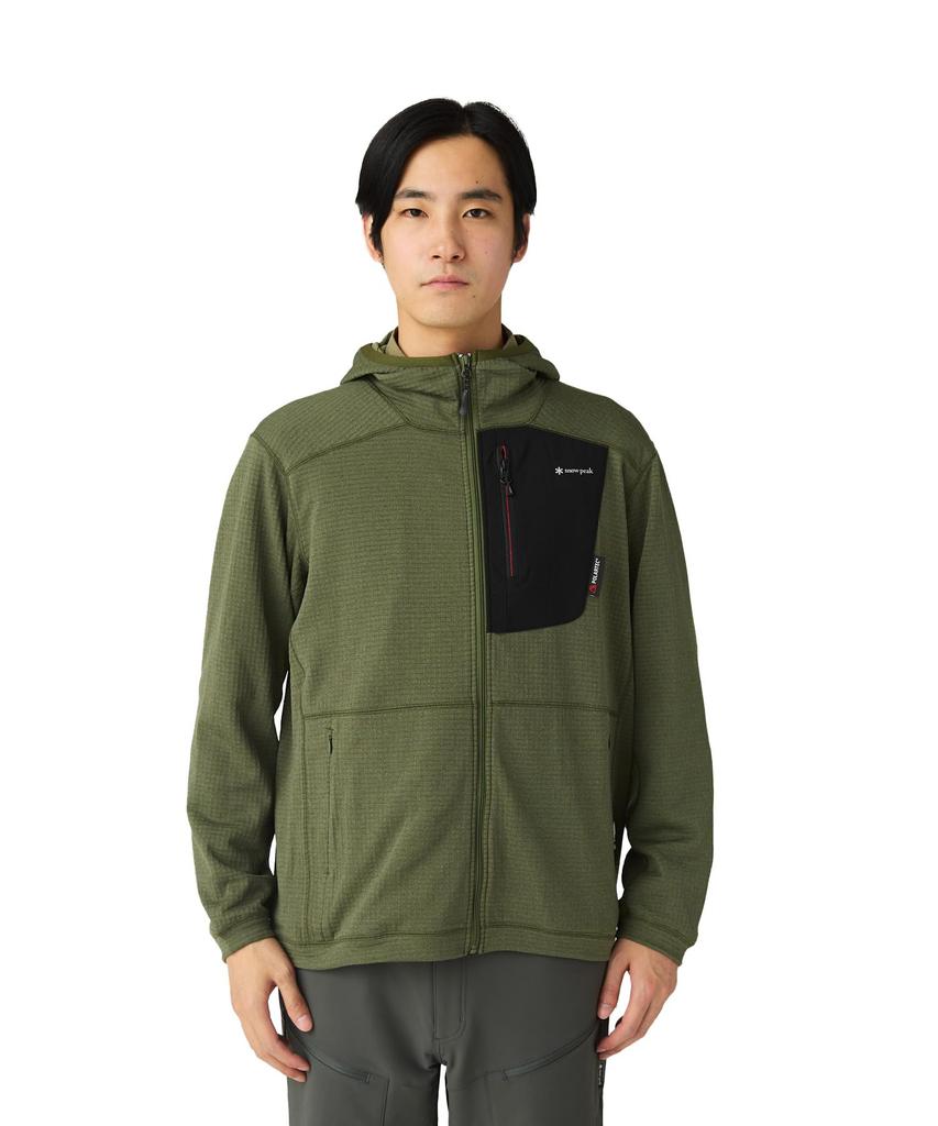 Snow Peak Polartec Power Grid Fleece Hoodie and Medium SPF-JK-25AU907, Men's Women's, Olive,