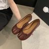 Soft Leather Split Toe Women Tabi Ballet Flats Spring Autumn Comfortable Walking Lazy Loafers Women Slip-On Casual Shoes