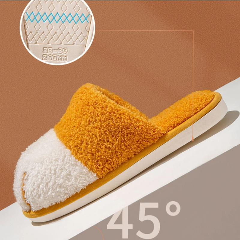 Зимние милые дизайнерские тапочки в виде кошачьих лапок для женщин, меховые тапочки для дома, бесшумные, для спальни, для влюбленных, теплые плюшевые туфли, комнатные пушистые шлепанцы