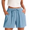 Women's Shorts High Waist Drawstring Knee Length Shorts Elastic Comfy Shorts With Pockets