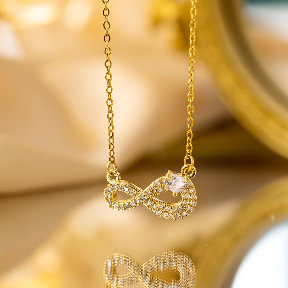 Elegant Full Zircon Copper Necklace Women Simple Exquisite Collarbone Chain Luxury Micro Inlaid Jewelry Gift