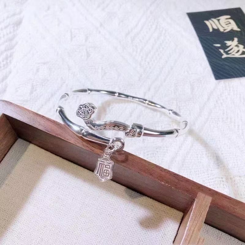 Ruyi bamboo open bracelet simple niche design high-end bracelet new Chinese style blessing bracelet light luxury