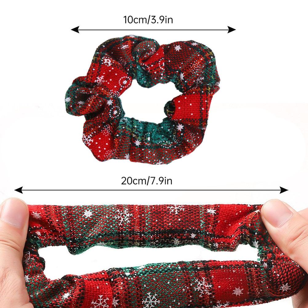 Simple Versatile Christmas Hair Band Colorful Grid Pattern Hair Rope Rubber Band High Elastic Hair Tie Headwear for Women