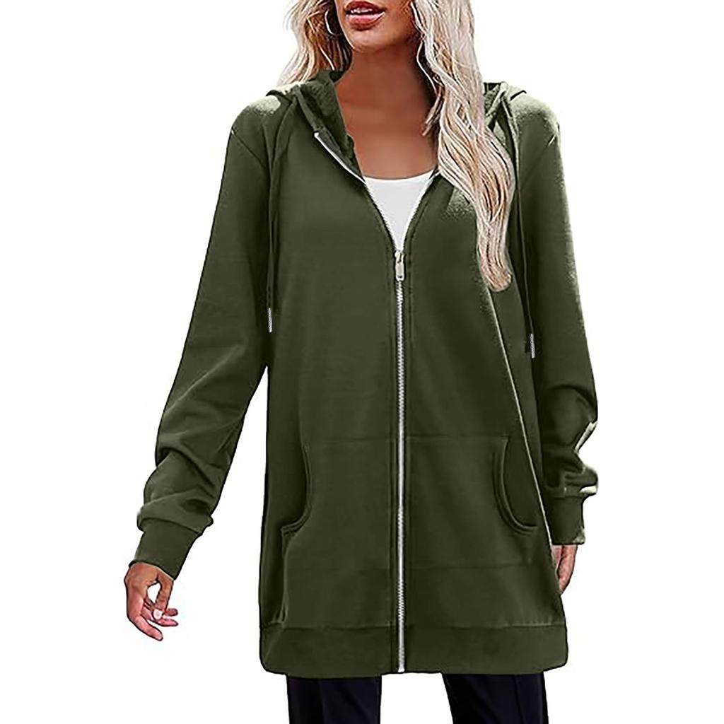 Women's Zip Up Hoodies Oversized Fleece Long Pullover Hooded Sweatshirts Casual Long Sleeve Fall Hoodie Jacket