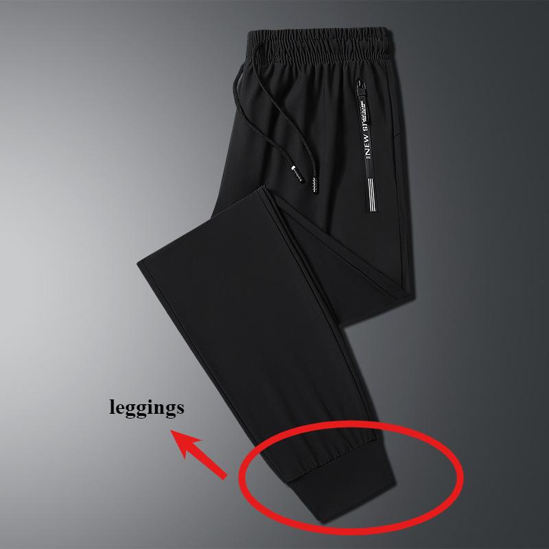 Men's Ice Silk Quick-dry Cool Trousers Stretchy Straight Leg Plus Size Casual Pants Summer Thin Sports Air-conditioning Long Pants