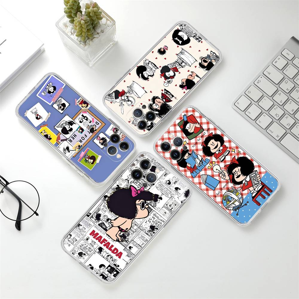 Hot Mafalda Phone Case For iPhone 17 16 15 14 11 12 13 Mini Pro XS Max Plus Funda Shell