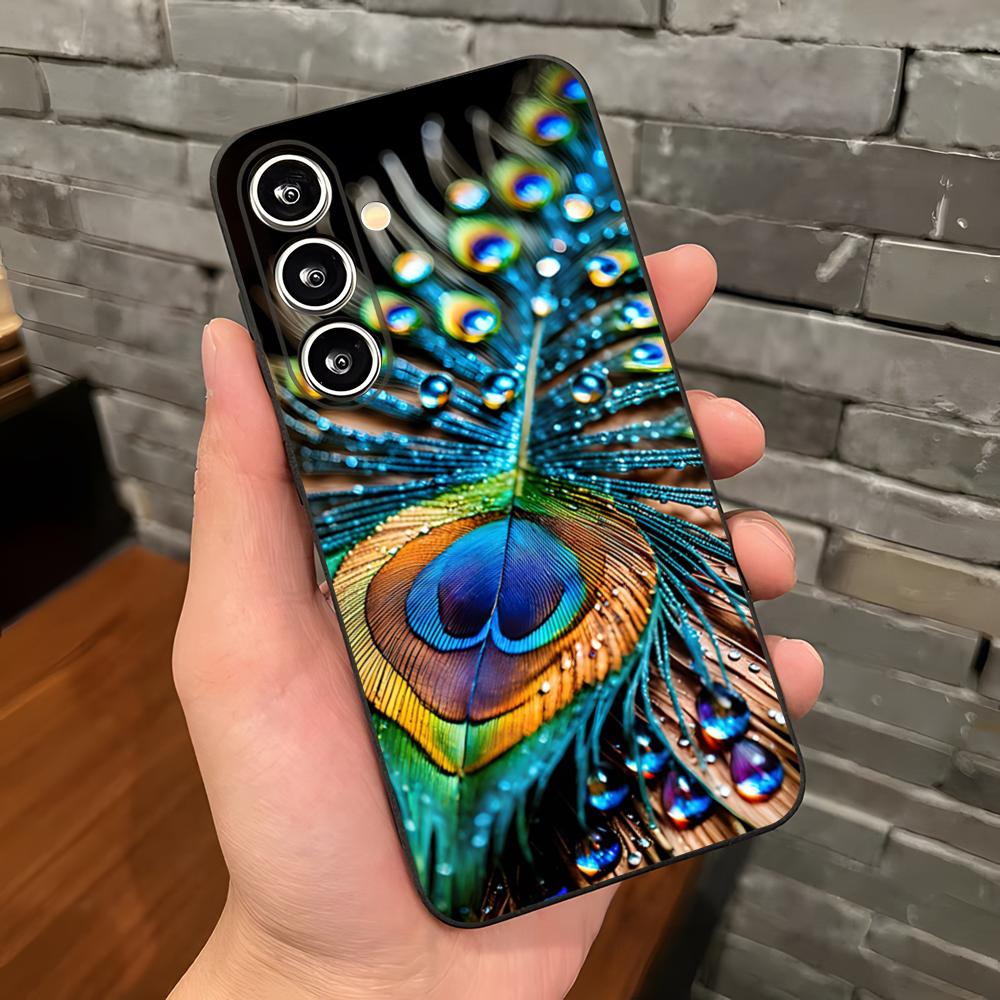 Чехол для телефона 'Перья павлина' для Samsung A25 A13 A33 5G A54 A36 A35 A56 A52 A14 Ударопрочный Мягкий чехол