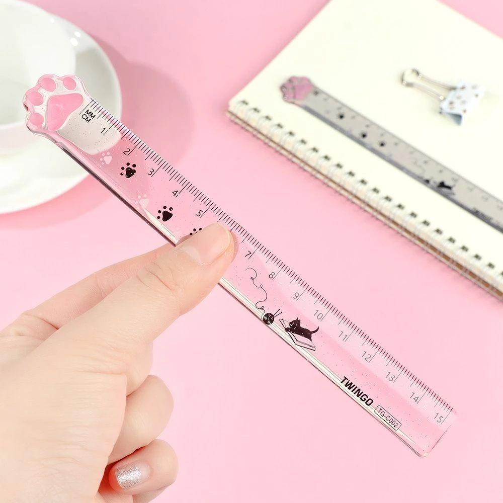 Kids Gifts 15cm Plastic Painting Cats Claw Ruler Straight Ruler Scale Ruler Measuring Ruler