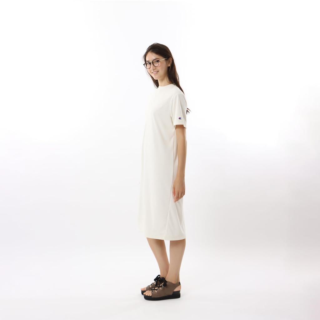 One Piece Short Sleeve Embroidered Script Logo One Piece Dress Casual [Champion] Women's CW-Z318 Off-White