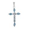 Серебряный крестик с топазом Лондон Блю (2085072)