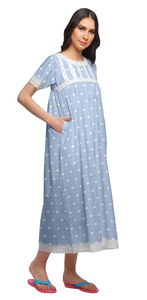 Moomaya Ночная рубашка макси с коротким рукавом и принтом, застегивающаяся на пуговицы, хлопковая пижама