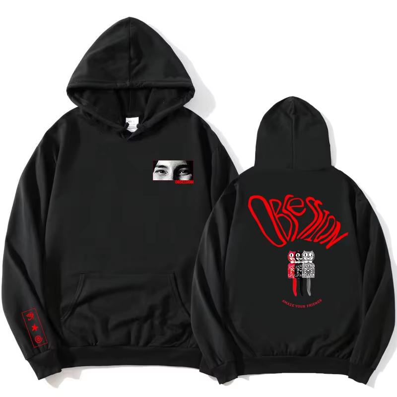 2026 Obsession Makes Me Nervous Hoodie Long Sleeve Casual Unisex Streetwear Pocket Hooded Sweatshirt Trendy Streetwear for Daily Looks