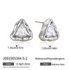 Stainless Steel Waterproof Stud Earrings for Women Minimalist Geometric Zircon Decor Fashion Jewelry for Casual Outings
