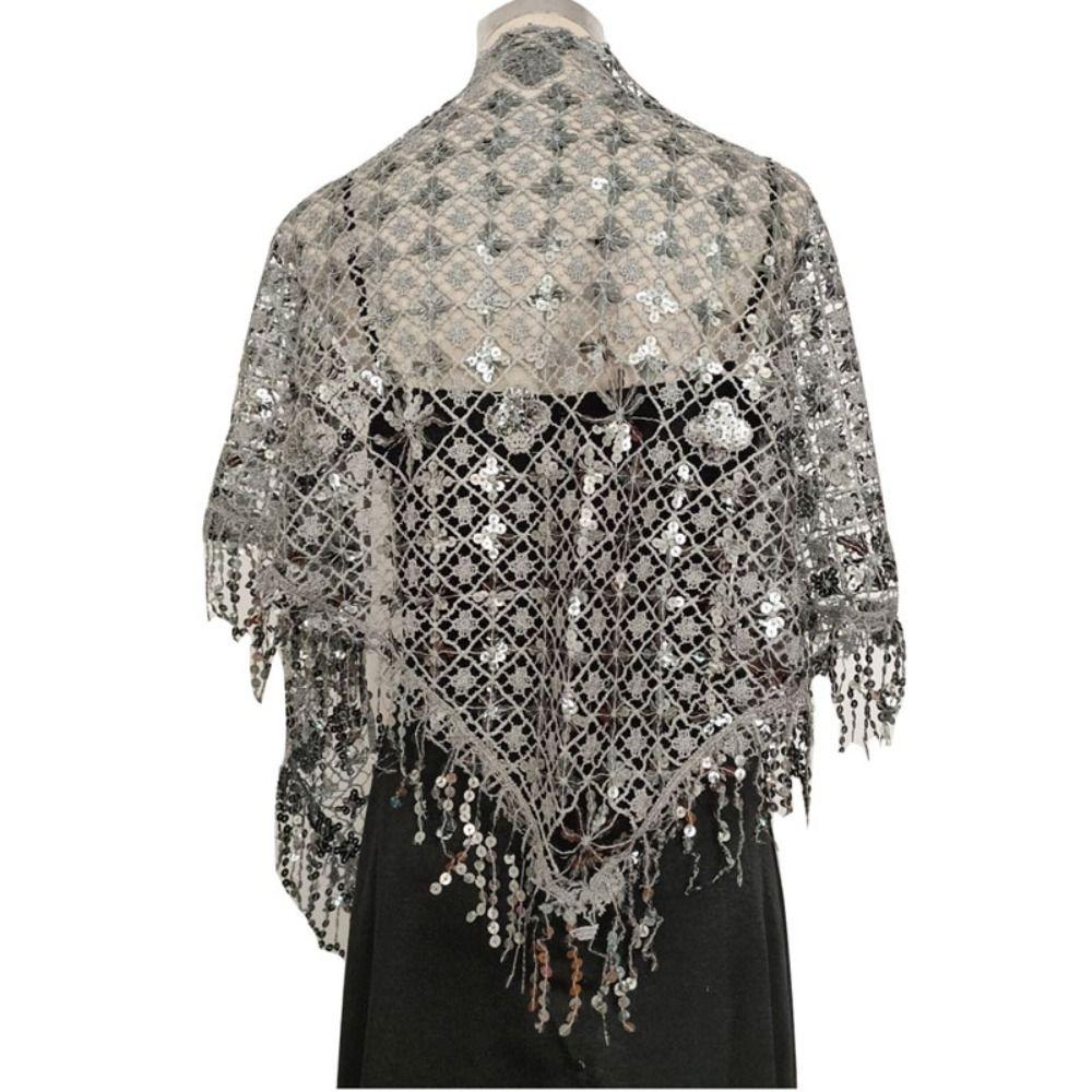 Sequins Triangle Shawl Tassels Belly Dancing Scarf Shiny Sequins Tassel Shawls Belly Dancing Belt