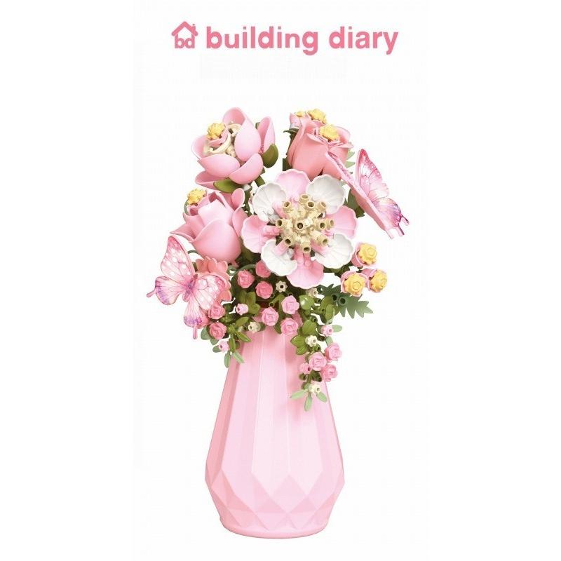 Romantic Flower Bouquets Building Blocks Set - Floral Assembly Construction Toy For  Holiday Gift Idea