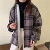 Coat Shirt for Women Thickened Casual Oversize Double Layer Plaid Loose Warm Jacket