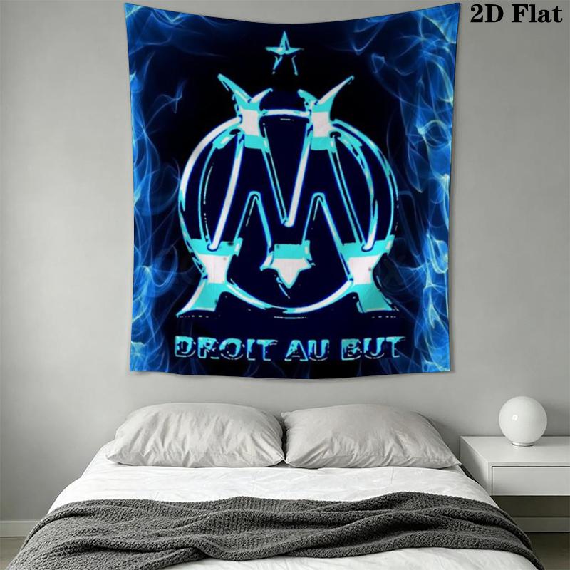 Olympique de Marseille Wall Tapestry Aesthetic Wall Hanging Printed Fabric Blanket Decorative Tapestries for Bedroom Living Room Home Decor