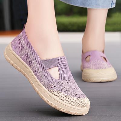 Женская обувь новая летняя универсальная повседневная обувь летящая тканая дышащая одинарная обувь мягкая подошва удобная обувь для мамы простая обувь женская