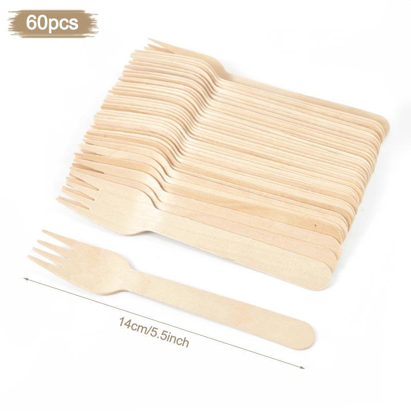 Disposable Wooden Spoon Fork Knife Cutlery Set Rustic Wedding Birthday Party Tableware Decoration Supplies Dessert Cake Scoop
